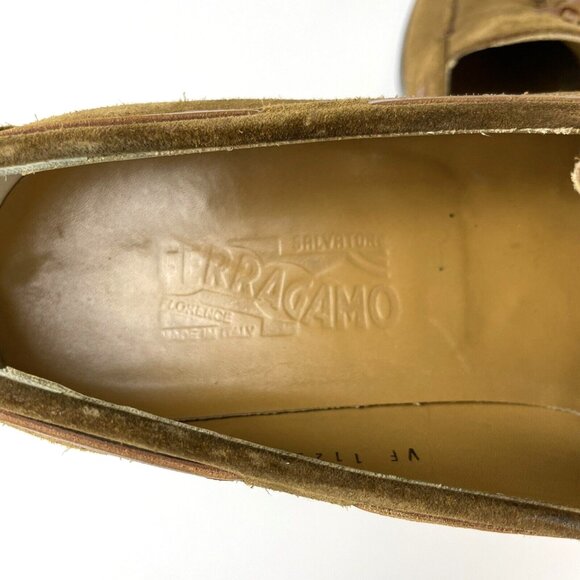 Salvatore Ferragamo Loafers‎ Men's 8 D Kiltie Tassel Brown Suede Leather Italy - Picture 5 of 8